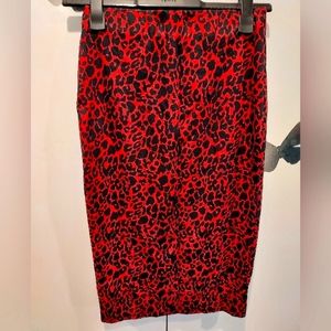 NWOT Red Leopard Zara pencil skirt size M